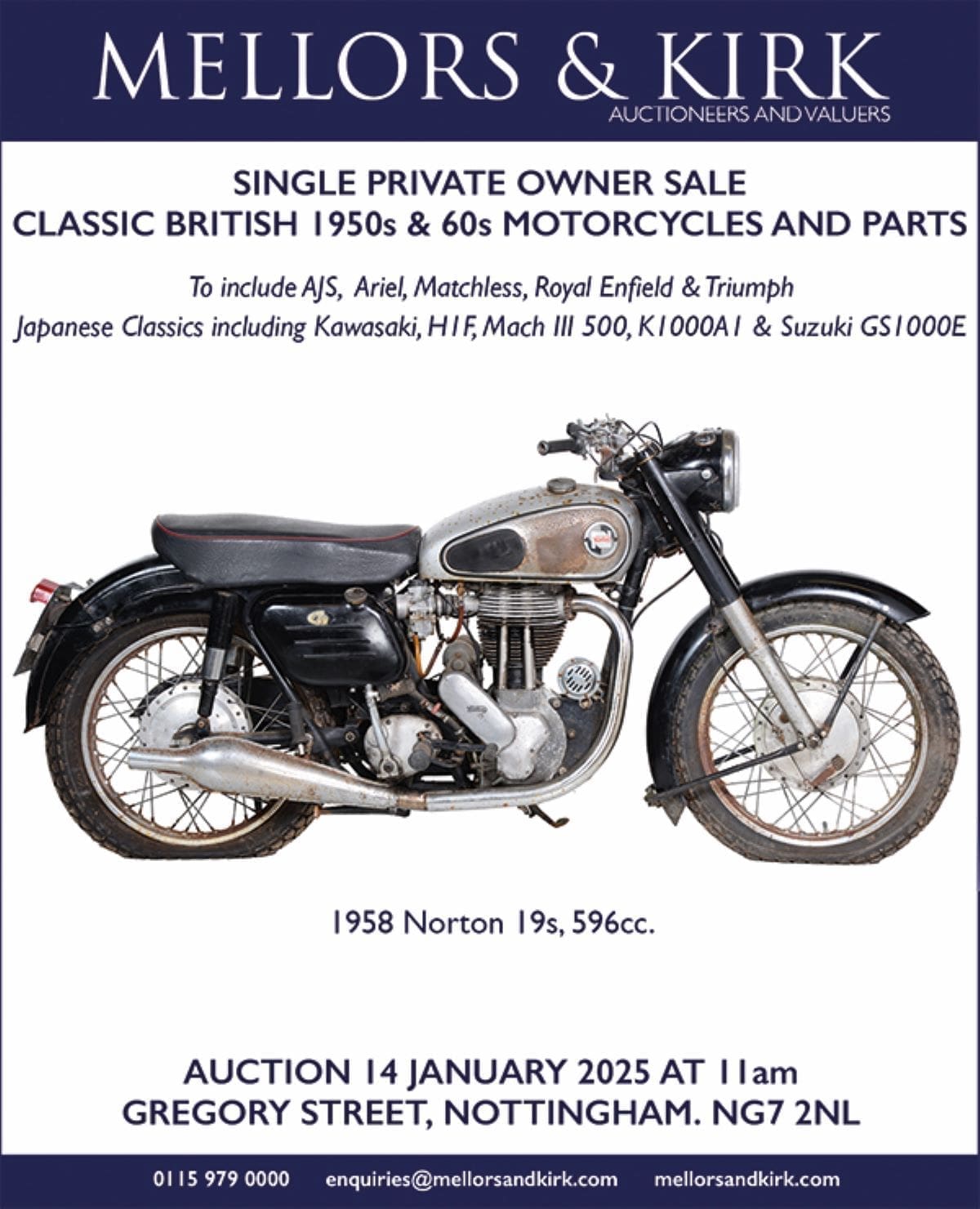 Single Private Owner Sale: Classic British 1950s & 60s motorcycles and parts