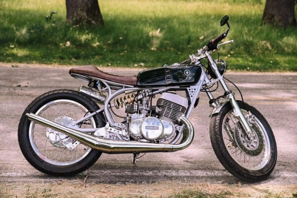 The reliability and cheapness of the GT500 has led to a number being transformed into café racers, although this build takes that a step further.