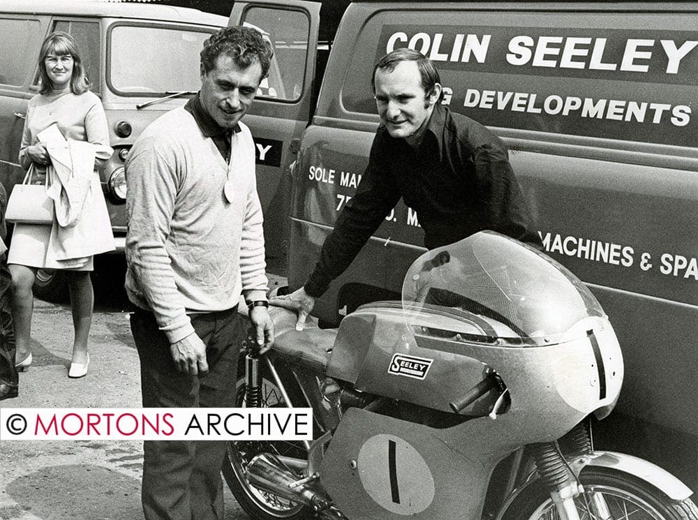 Taken in August 1968, Colin Seeley is pictured with Mike Hailwood. Photo: Mortons Archive.