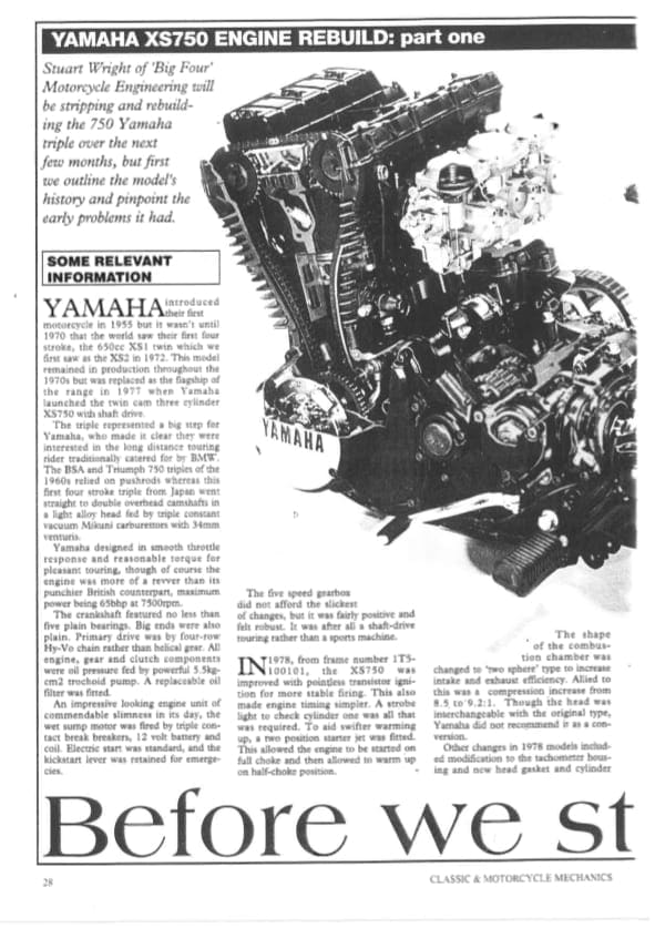 Yamaha XS750 Engine Rebuild