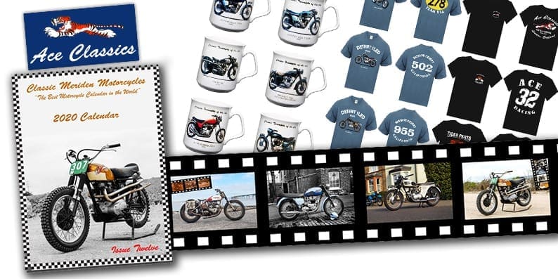 Ace Classics products: mugs, calendars, t-shirts and bike designs.