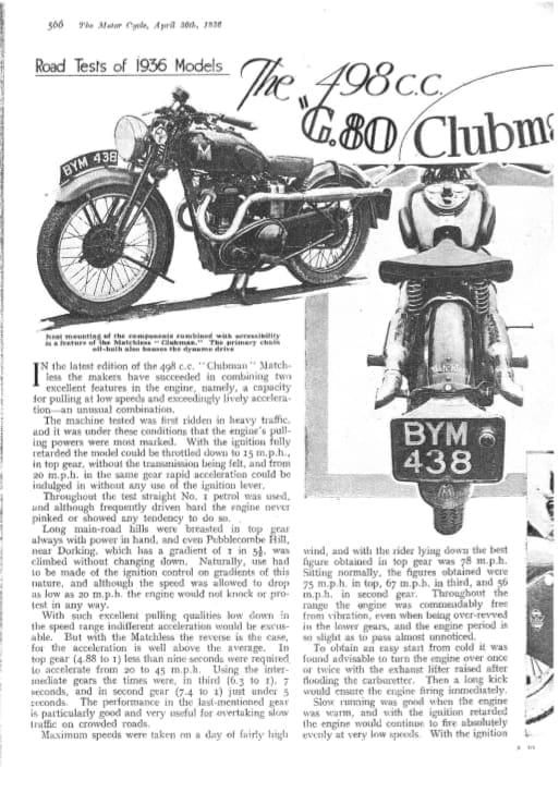 Matchless G80 Clubman Road Test - PDF Download