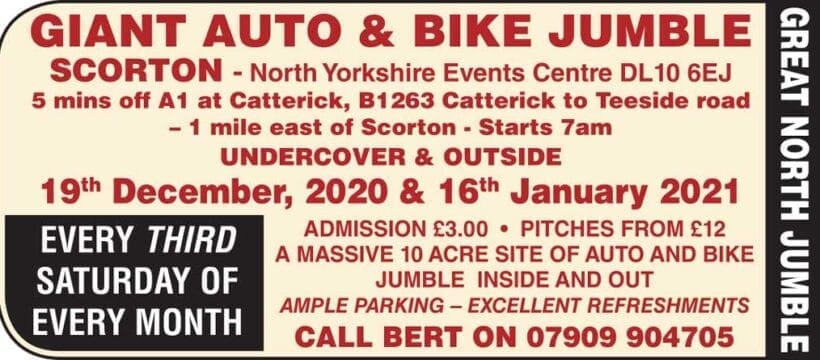 Scorton Auto & Bike Jumble reopens in December