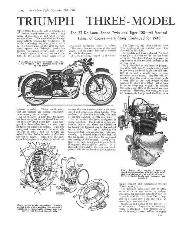 Triumph Three-Model Programme 1948 - PDF Download