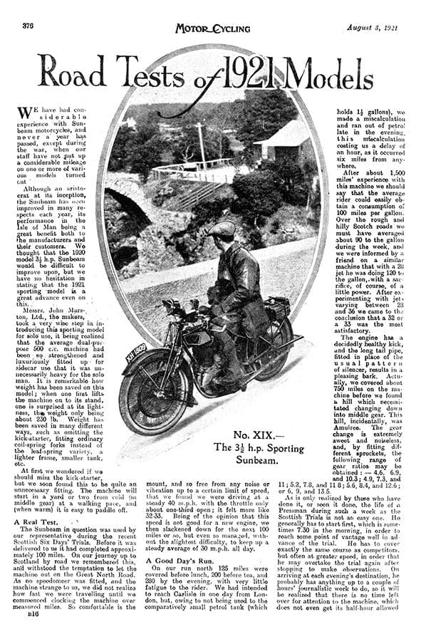 Sporting Sunbeam 1921 3.5hp - PDF DOWNLOAD