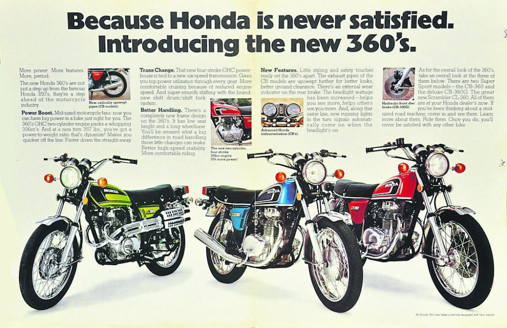 The CL360 scrambler in company with its siblings, the CB360 and CB360G.