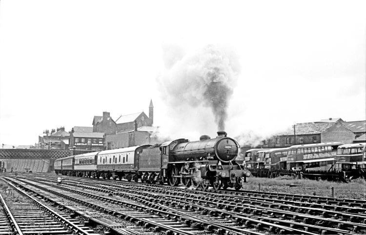 LNER B1 4-6-0 No. 61306 (now preserved) climbs away from Bradford Exchange with the last steam-hauled 9.55am Bradford-Leeds portion of the ‘Yorkshire Pullman’ on September 30, 1967. JOHN MARSH