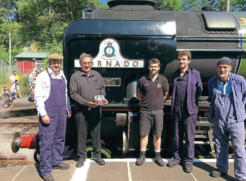 No. 60163 Tornado steam locomotive with members of A1 Steam Locomotive Trust.