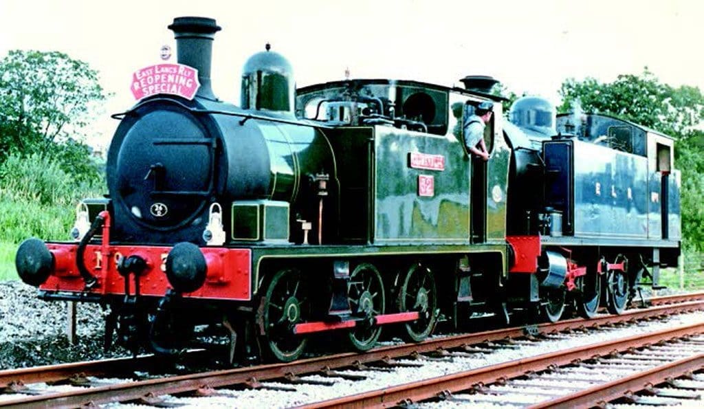 The two locomotives used for the reopening service
from Bury to Ramsbottom on July 25, 1987, were ex-Manchester Ship Canal 0-6-0T No. 32 Gothenburg and former Meaford Power Station 0-6-0T ELR No. 1. Photo: Peter Duncan