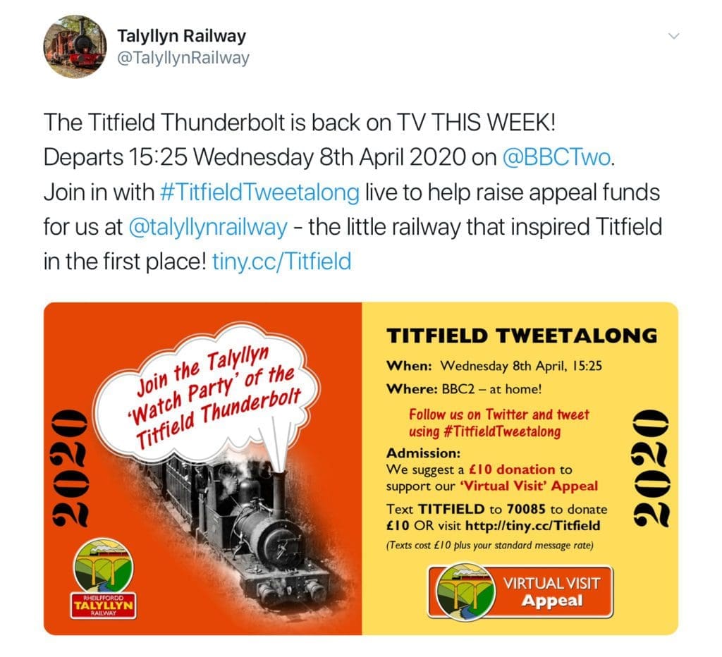 Twitter users can follow the topic using the hashtag #TitfieldTweetalong