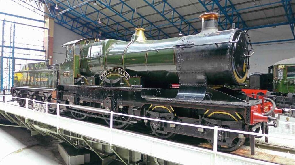 City of Truro takes a turn on the turntable in the Great Hall of the National Railway Museum at York on July 3, 2014. ROBIN JONES