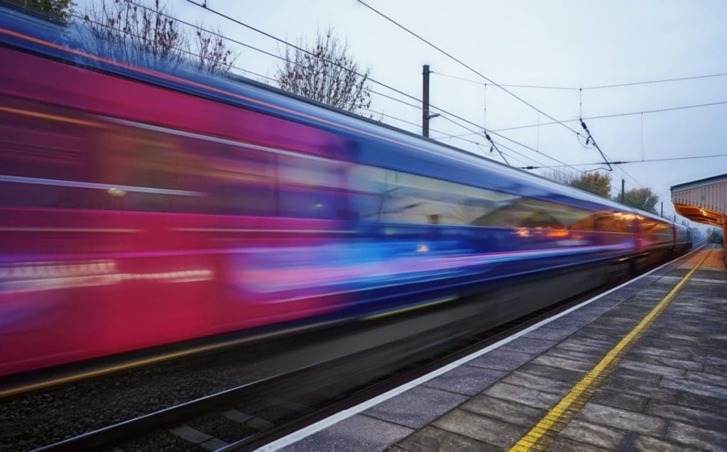 Speed train on the Great Western Mainline out of London