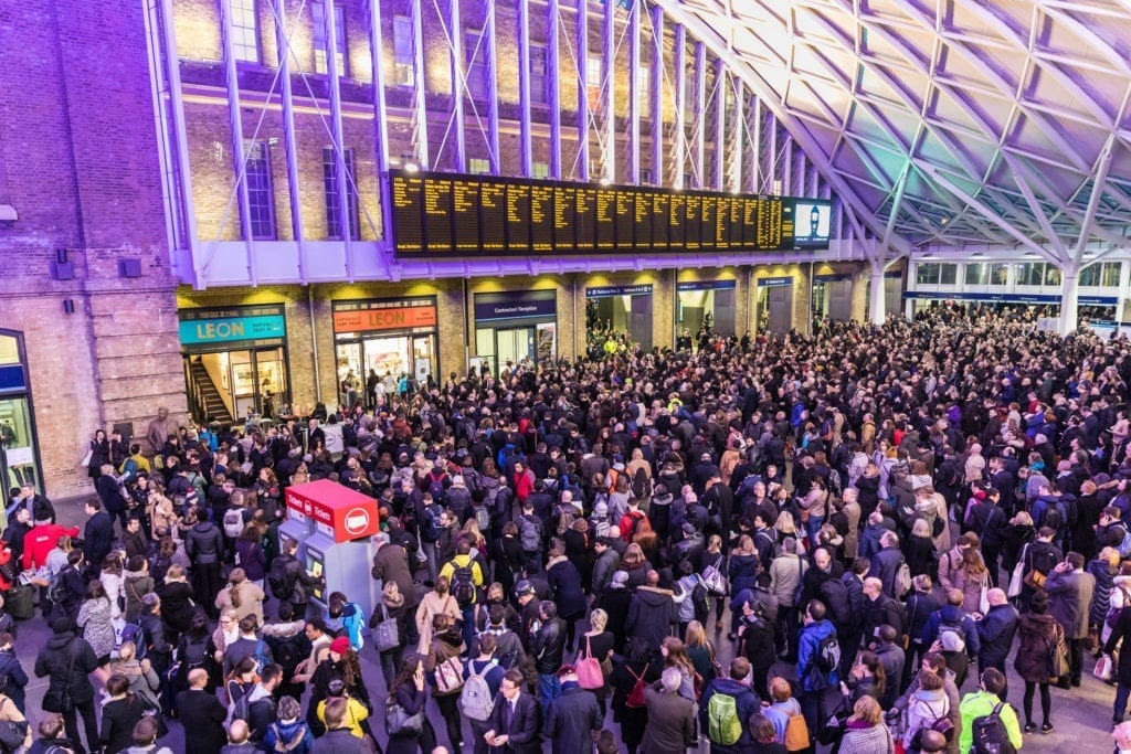 Crowded Kings Cross station in London