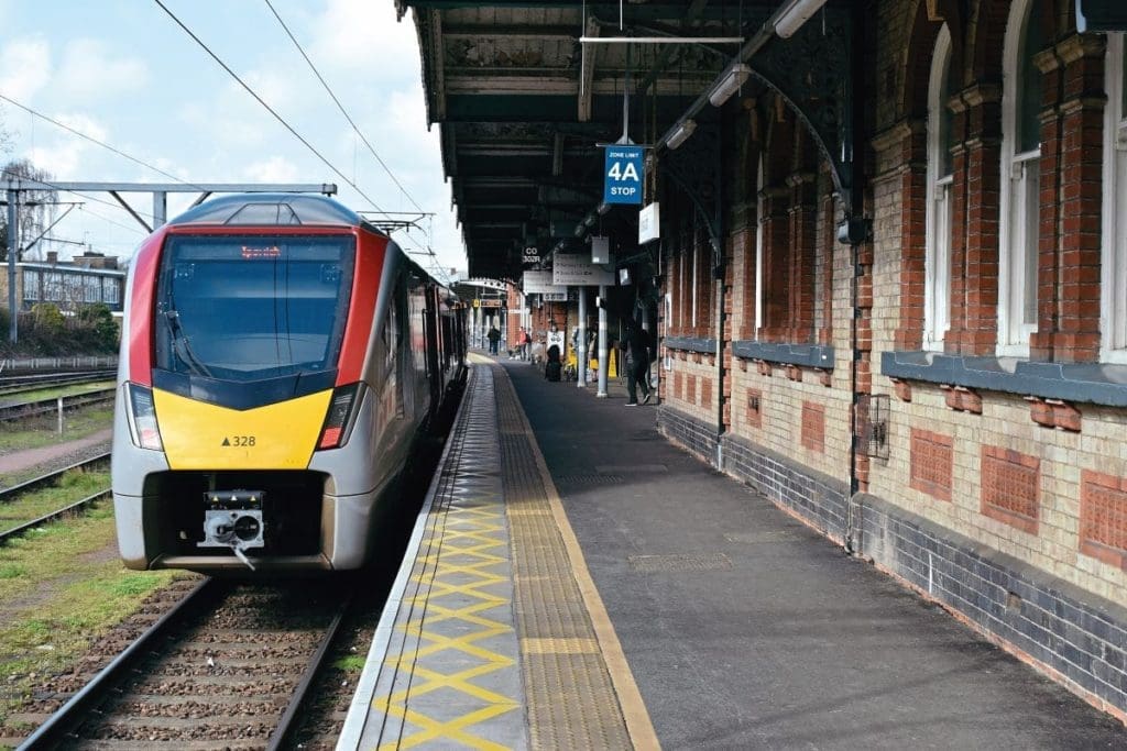 On February 26, 2022, No. 755328 waits to form the 2D76 11.16 to Halesworth. The ‘755’ had arrived as the 2W11 09.47 from Cambridge.