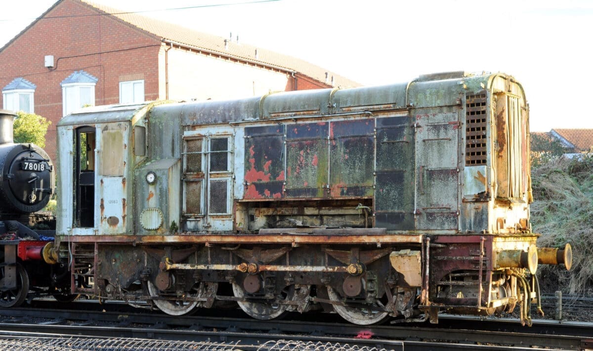 Four days after it arrived at the Great Central Railway, No. 12083 is seen at Loughborough on January 10, having been moved from the road transfer point at Quorn & Woodhouse. The 76-year-old Class 11 still retains the remnants of its pale blue Tilcon livery, it being employed at Swinden Quarry between 1973 and 1995, after which it was sold to Harry Needle. Its power unit is due to be removed shortly for re-use in the side-lined No. 08907. SIMON BENDALL