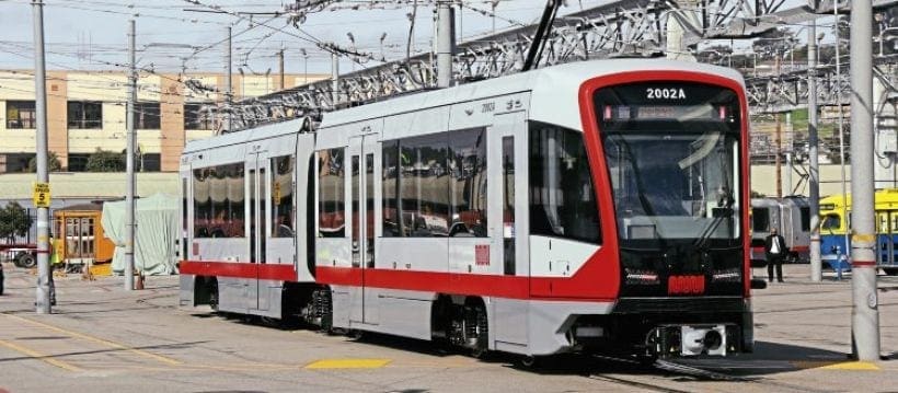 S200 light rail trains arrive in San Francisco for testing