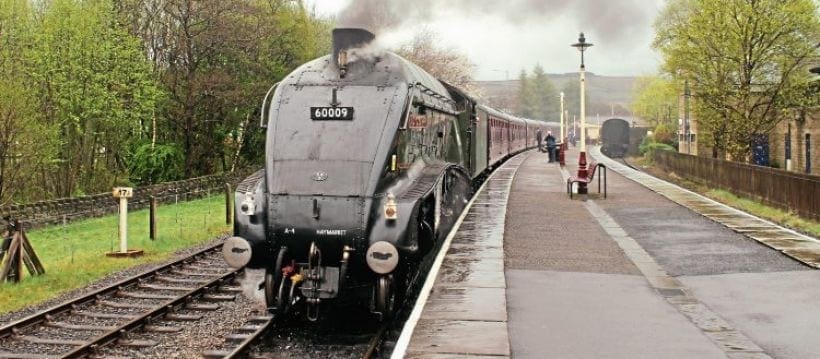 Stuttering start for No. 60009 on its return to East Lancs