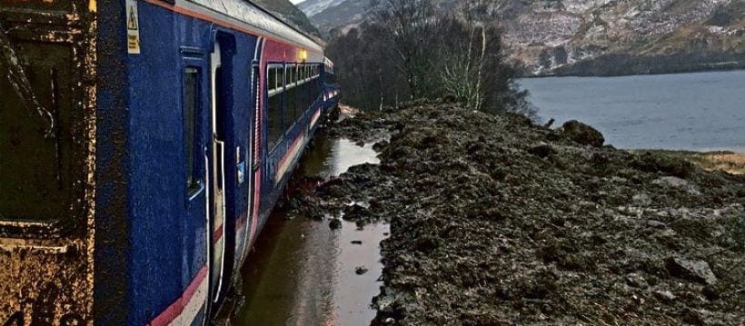 Class 156 derailed by landslide on West Highland