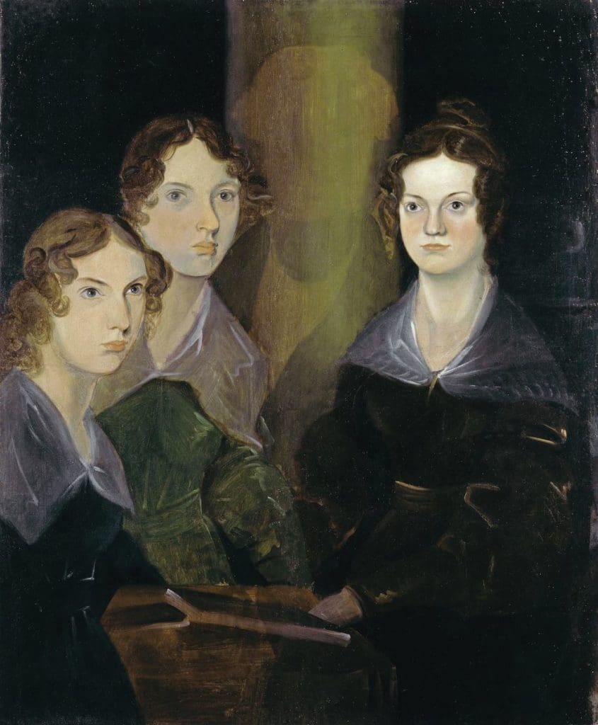 A portrait of the Brontë sisters by their brother Patrick Branwell Brontë. Branwell was originally in the picture, but later painted himself out.