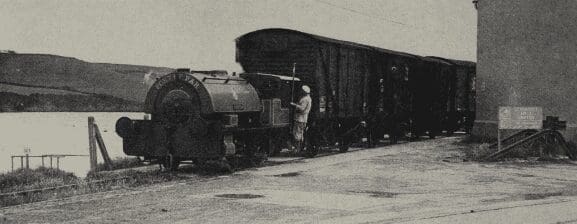 One of the diminutive 0-4-0 saddle-tanks of the Port of Par, Bagnall No. 3058/53, “Alfred”, marshalling a train of vans at English China Clay’s Cornwall Mills Limited