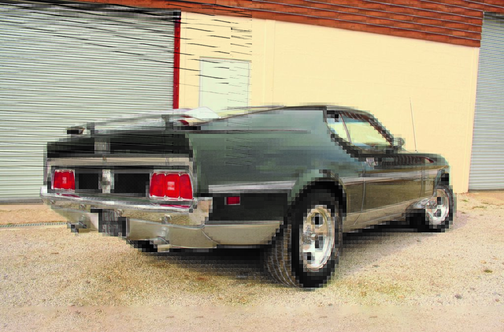 Back view of the Mustang