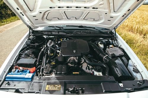 Under the hood of a 2011 Ford Crown Victoria P7B Interceptor