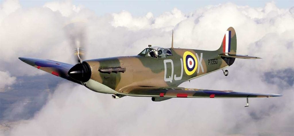 An almost timeless study of the Spitfire IIa in the skies over England wearing a 1940 era identity. Andrea Featherby