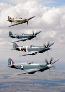 Bringing this BBMF section full circle, the four founder HAF aircraft are pictured in a formation to mark the Flight’s 50th anniversary in 2007. Spitfire PR.XIXs PS915, PM631 and PS853 (the latter is now with Rolls-Royce) form an eye-catching stack with Hurricane IIc LF363. The addition of a Mk.XVI to the BBMF’s airworthy fleet will bring back recollections of the Flight’s early years. Andrea Featherby