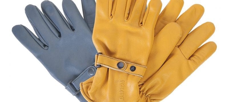 New Tan & Grey Leather Shorty Gloves by DAVIDA