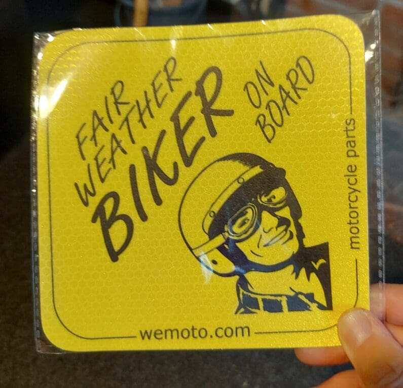 Recommended: Wemoto ‘Fair Weather Biker’ sticker