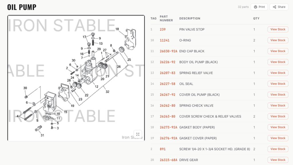 On the left - the diagram. On the right, corresponding parts. Scrolling down reveals more!