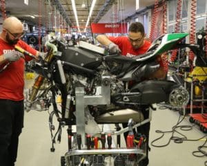The last Panigale 1299 V-twins coming off the assembly line