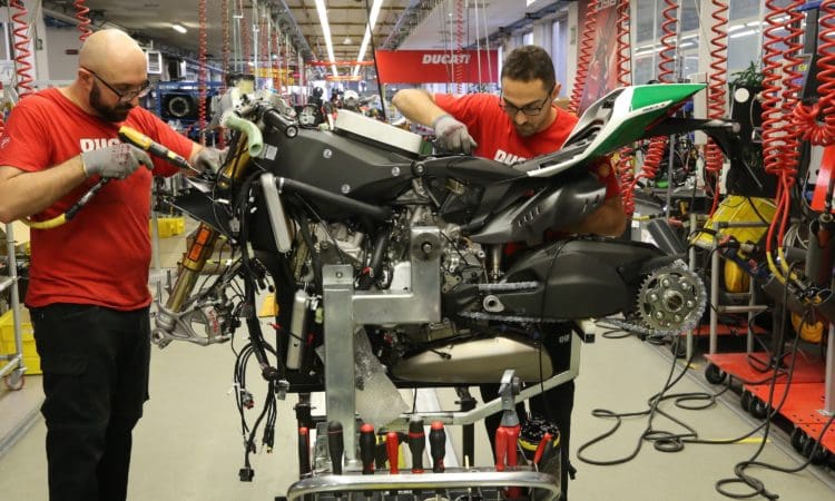 The last Panigale 1299 V-twins coming off the assembly line