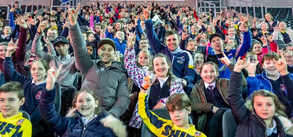 Jonathan Rea supporting Arenacross for Schools event in Belfast