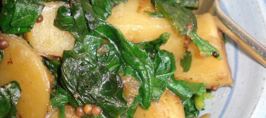 Indian-style spinach with new potatoes