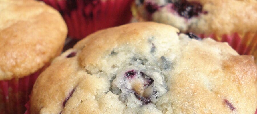 Blackcurrant and almond muffins