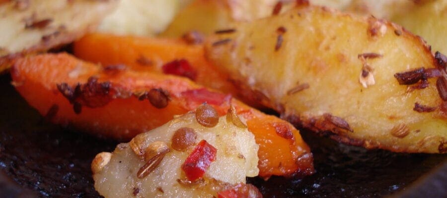 Spiced squash and potato wedges
