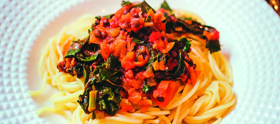 Spaghetti Bolognaise With Perpetual Spinach