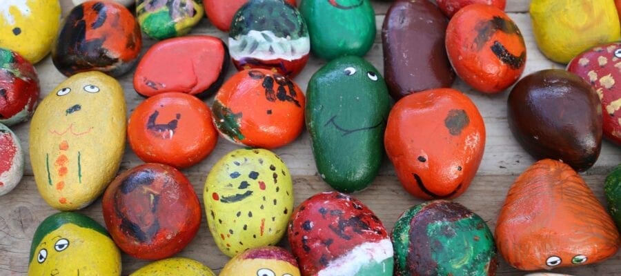 Children swap pebbles for veggies at Squires Garden Centre