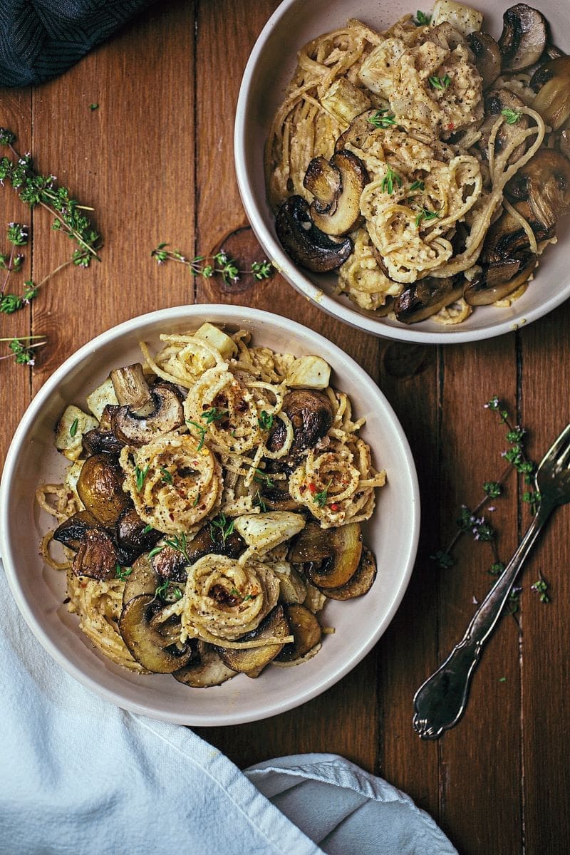 Creamy vegan celeriac spaghetti