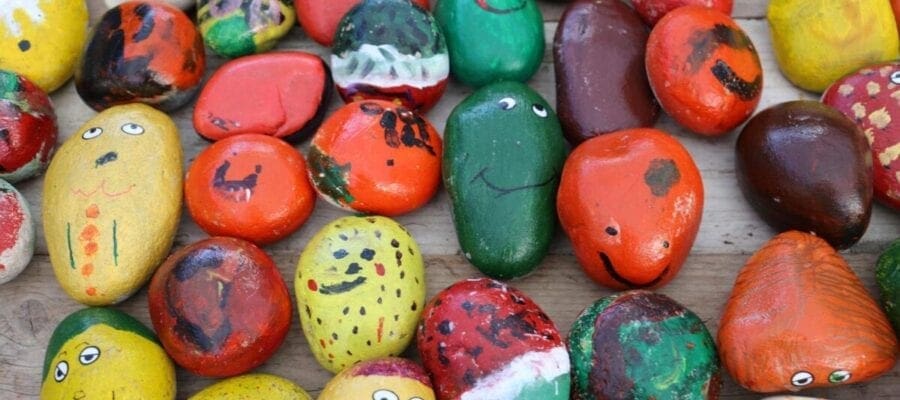 Children swap pebbles for veggies at Squires Garden Centre