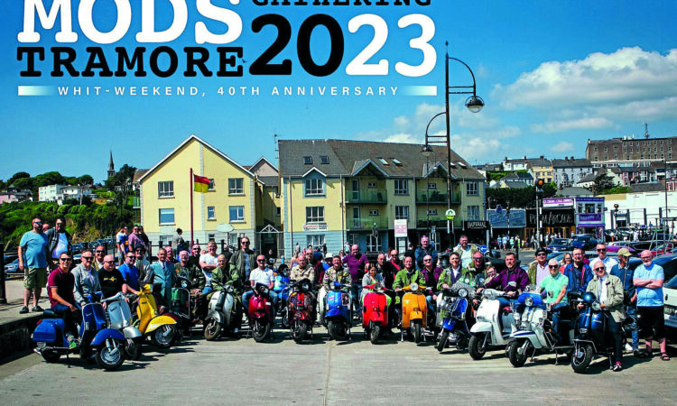 Mods Tramore Gathering 2023 scooters and crowd