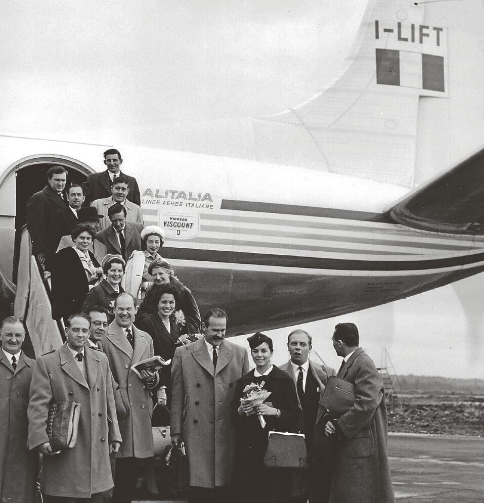 I press shot of one of the early trips to the Innocenti factory. Peter Agg fourth from the right, in the front row
