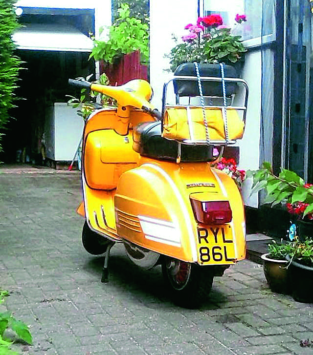 Ray: My Vespa Rally 200 Electronic. From May 1973 to how she looks now in 2025, after a quick clean and polish. Wheel discs and Italian back rack in place.