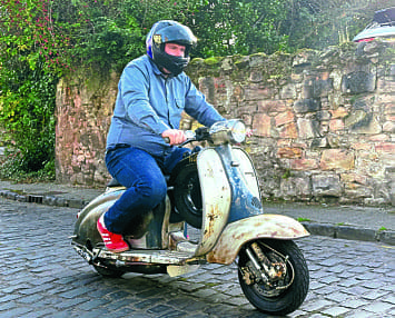 Man and machine out on the road