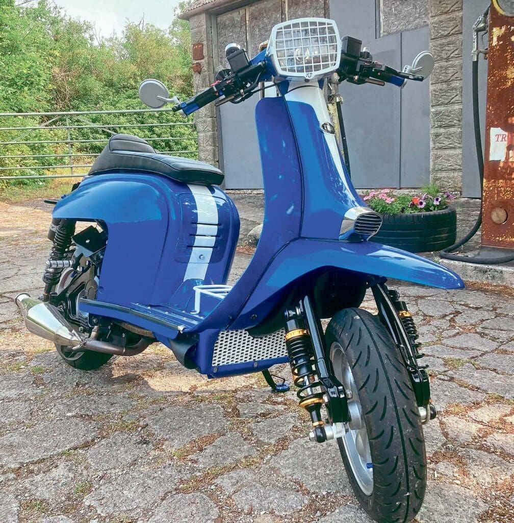 Mark Baker and his custom TL200 cut-down Scomadi street-racer