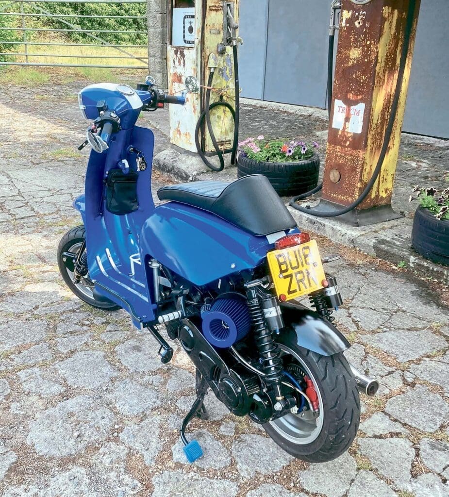 Mark Baker and his custom TL200 cut-down Scomadi street-racer