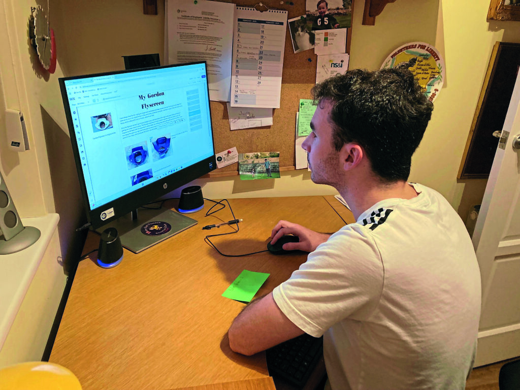 Working on his website