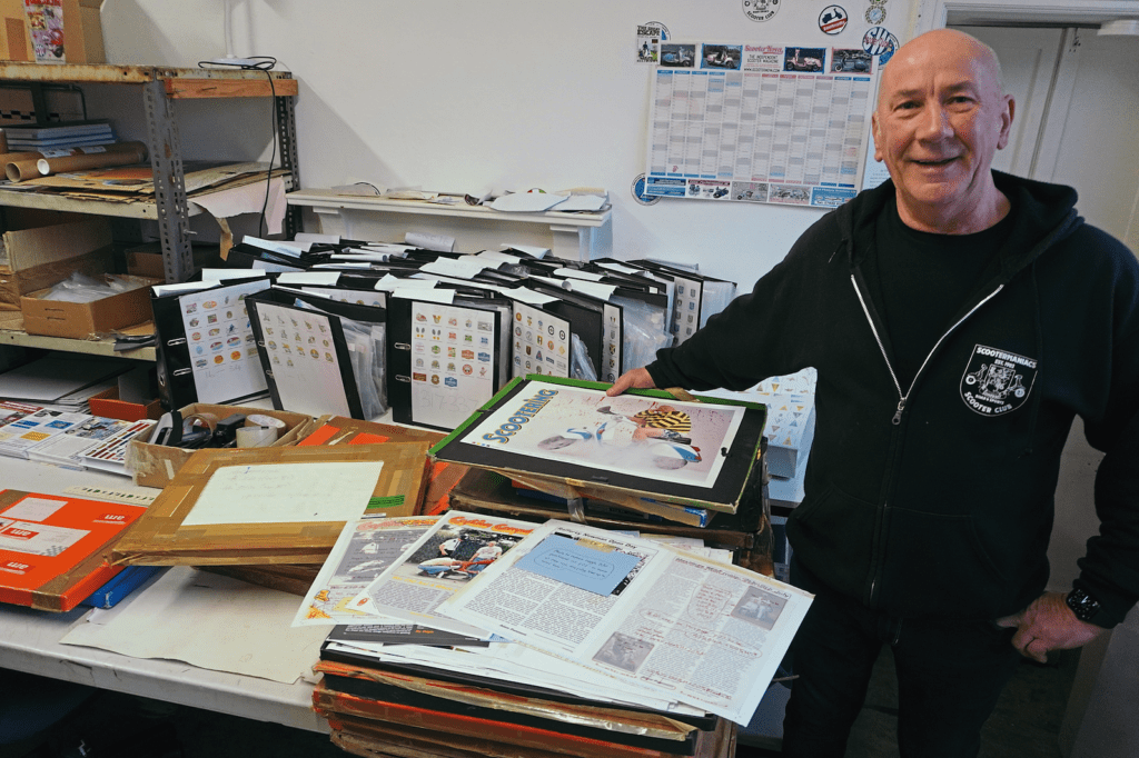 Stu Lanning with some of the missing archive.
