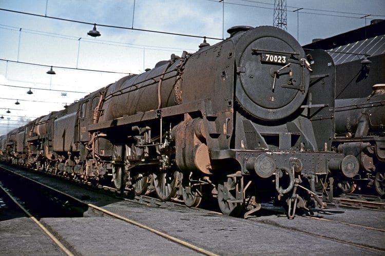 BR Standard Britannia Pacific No. 70023 Venus at Crewe South shed on October 15, 1967. COLOUR-RAIL.COM 380604.